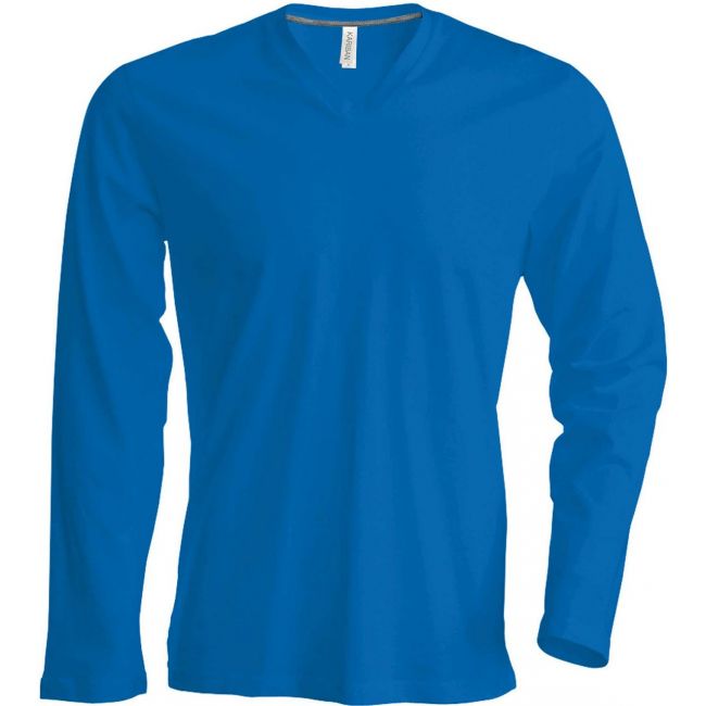 Men's long-sleeved v-neck t-shirt culoare light royal blue marimea m