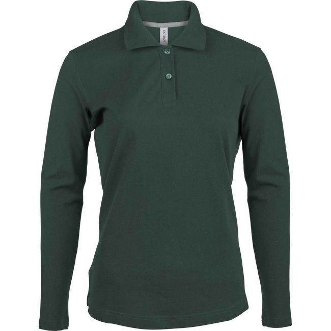 Ladies' long-sleeved polo shirt culoare forest green marimea l