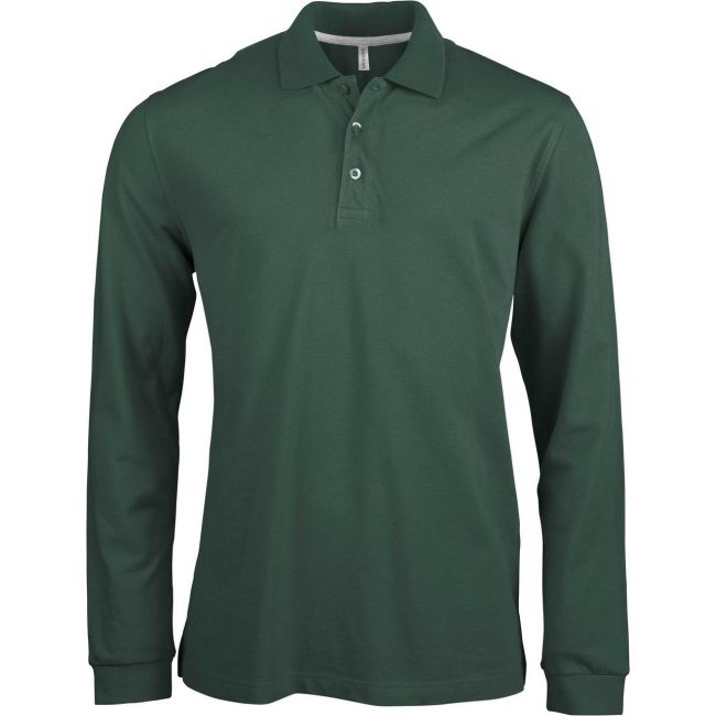 Men's long-sleeved polo shirt culoare forest green marimea 4xl