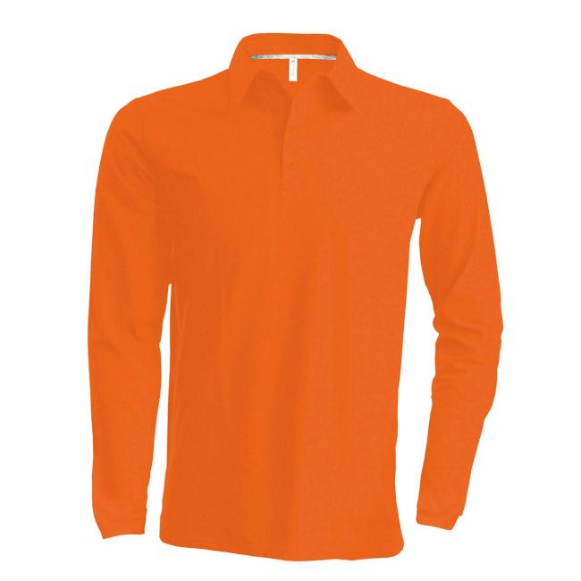 Men's long-sleeved polo shirt culoare orange marimea xl