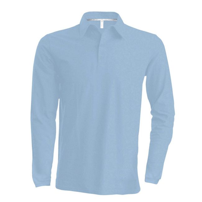 Men's long-sleeved polo shirt culoare sky blue marimea 3xl