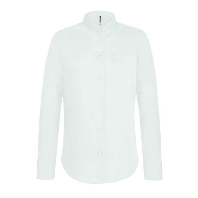 Ladies' long-sleeved mandarin collar shirt culoare white marimea l