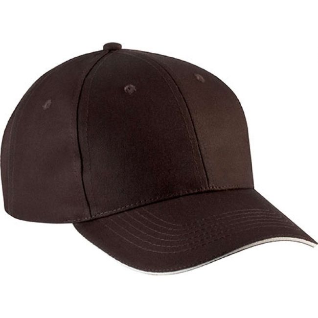 Sandwich peak cap - 6 panels culoare chocolate/beige marimea u