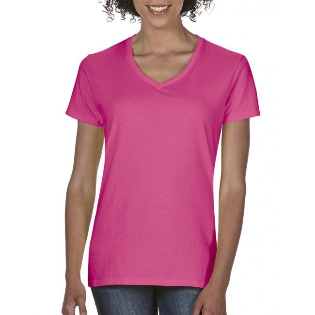 Ladies' midweight v-neck tee culoare neon pink marimea l