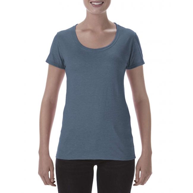Softstyle® ladies' deep scoop t-shirt culoare heather navy marimea 2xl