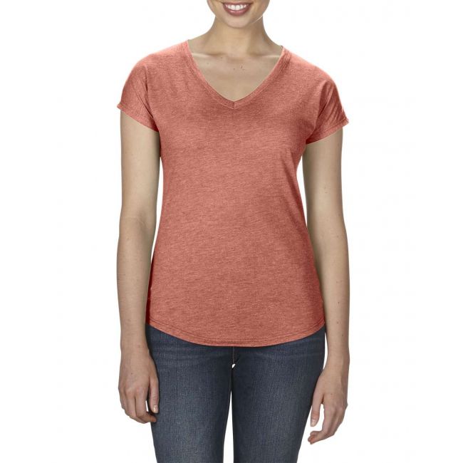 Women's tri-blend v-neck tee culoare heather bronze marimea l