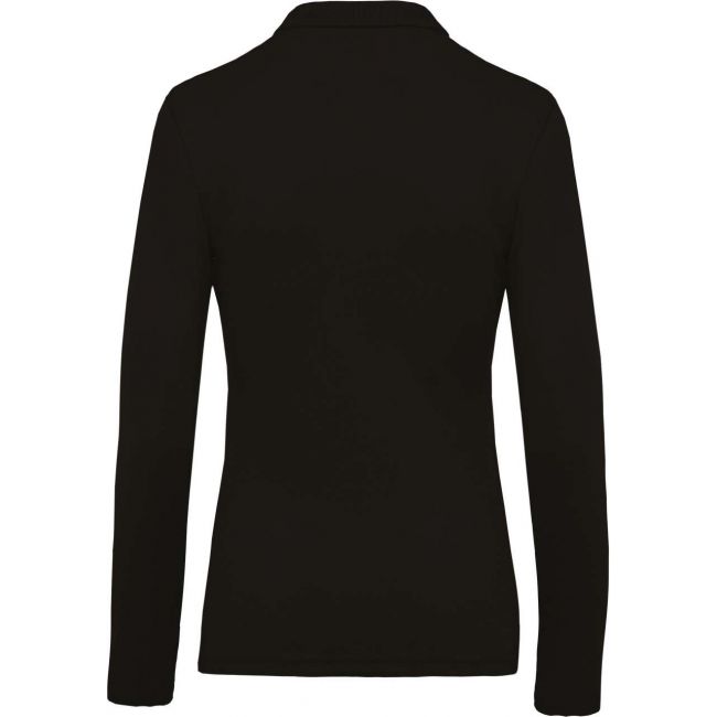 Ladies’ long-sleeved piquÉ polo shirt culoare black marimea m