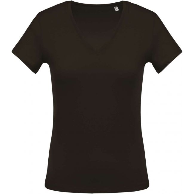 Ladies' short-sleeved v-neck t-shirt culoare dark grey marimea s