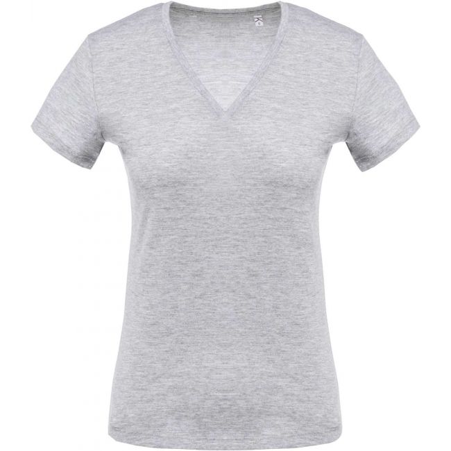 Ladies' short-sleeved v-neck t-shirt culoare oxford grey marimea l