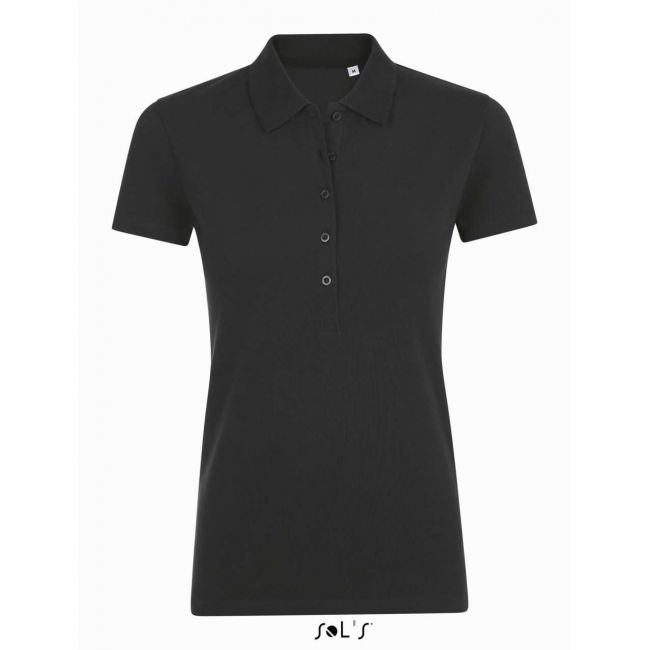 Sol's phoenix women - cotton-elastane polo shirt culoare black marimea xl