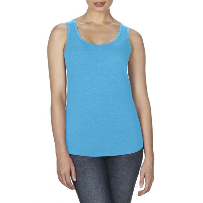 Women’s tri-blend racerback tank culoare heather caribbean blue marimea l