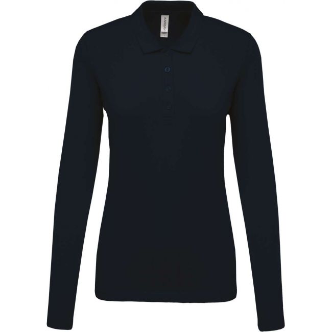 Ladies’ long-sleeved piquÉ polo shirt culoare navy marimea m