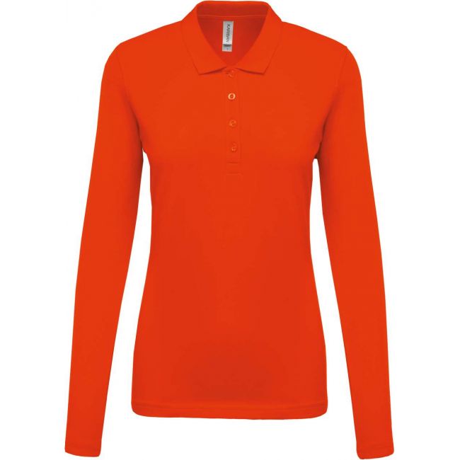 Ladies’ long-sleeved piquÉ polo shirt culoare orange marimea s