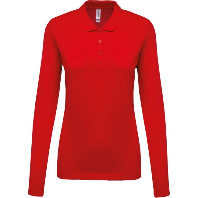 Ladies’ long-sleeved piquÉ polo shirt culoare red marimea s