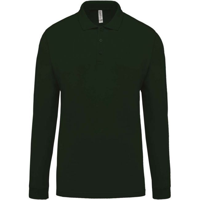 Men's long-sleeved piquÉ polo shirt culoare forest green marimea 3xl