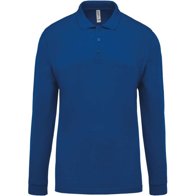 Men's long-sleeved piquÉ polo shirt culoare light royal blue marimea s