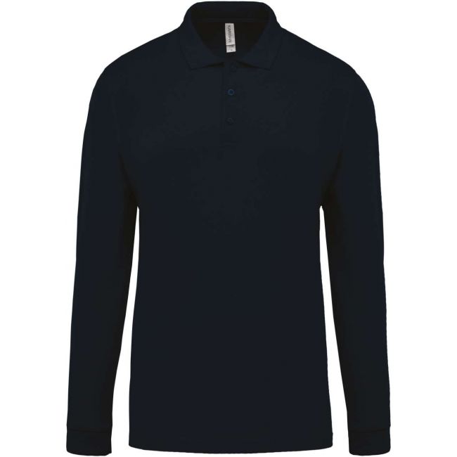 Men's long-sleeved piquÉ polo shirt culoare navy marimea 2xl