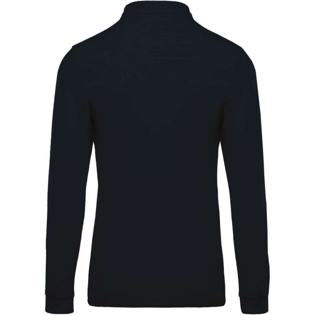 Men's long-sleeved piquÉ polo shirt culoare navy marimea s