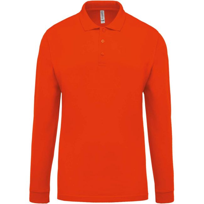 Men's long-sleeved piquÉ polo shirt culoare orange marimea s