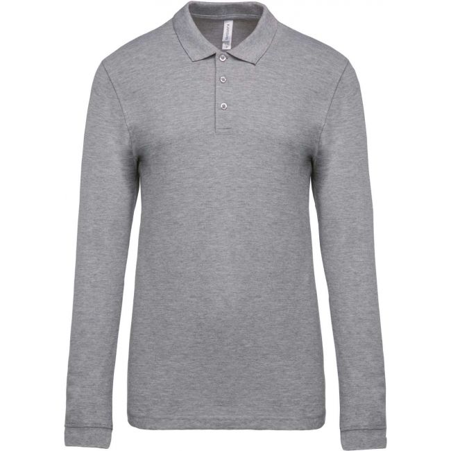 Men's long-sleeved piquÉ polo shirt culoare oxford grey marimea 4xl