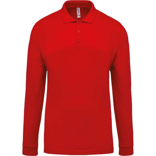 Men's long-sleeved piquÉ polo shirt culoare red marimea xl