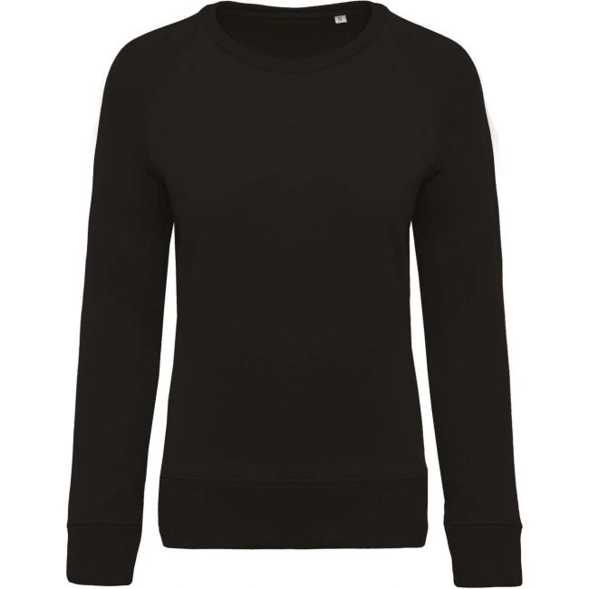 Ladies’ organic cotton crew neck raglan sleeve sweatshirt culoare black marimea s