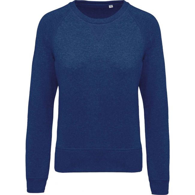 Ladies’ organic cotton crew neck raglan sleeve sweatshirt culoare ocean blue heather marimea m