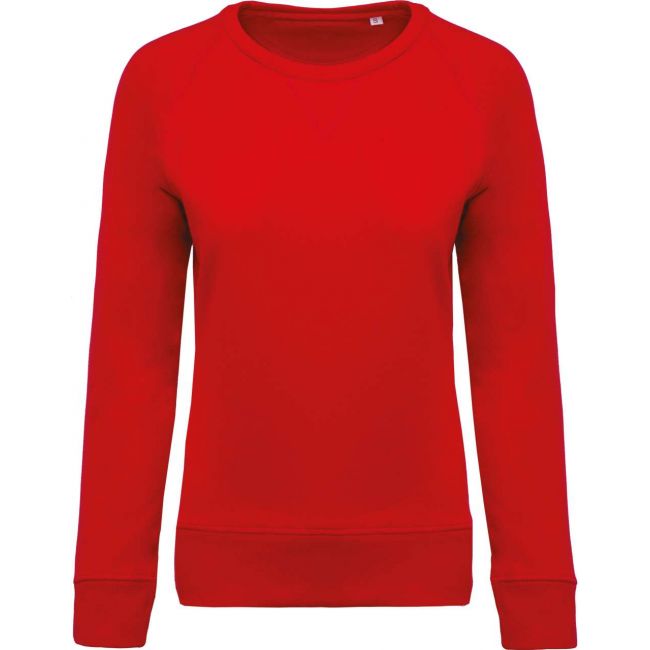 Ladies’ organic cotton crew neck raglan sleeve sweatshirt culoare red marimea xs