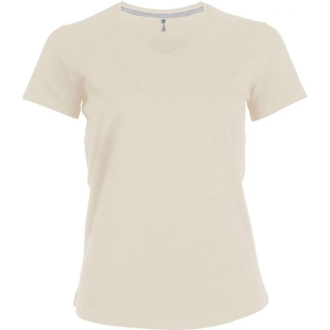 Ladies' short-sleeved v-neck t-shirt culoare light sand marimea 2xl