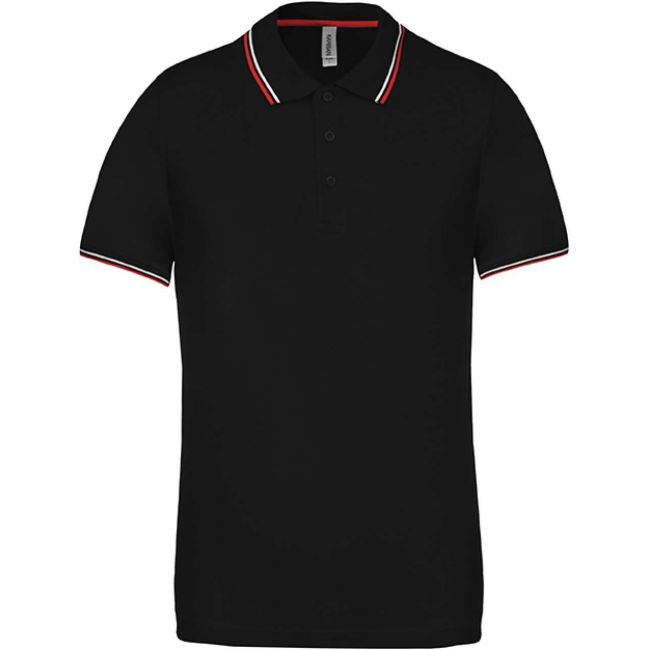 Men's short-sleeved polo shirt culoare black/red/white marimea s