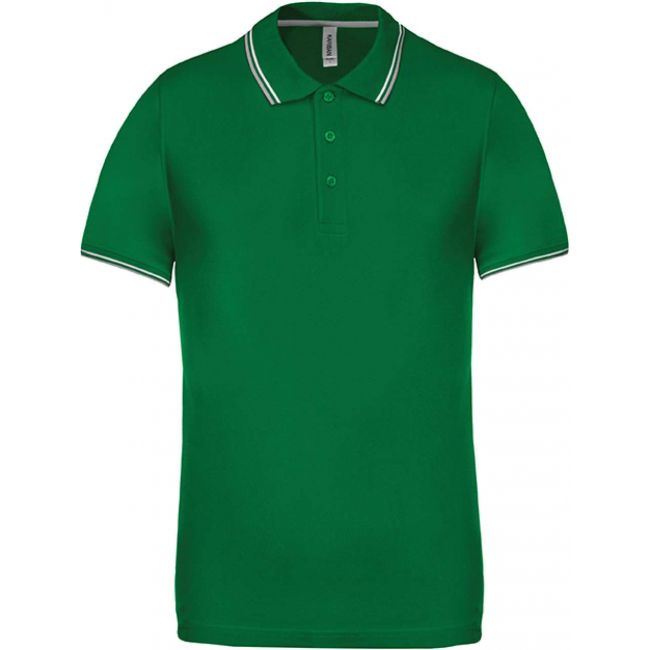 Men's short-sleeved polo shirt culoare kelly green/light grey/white marimea l