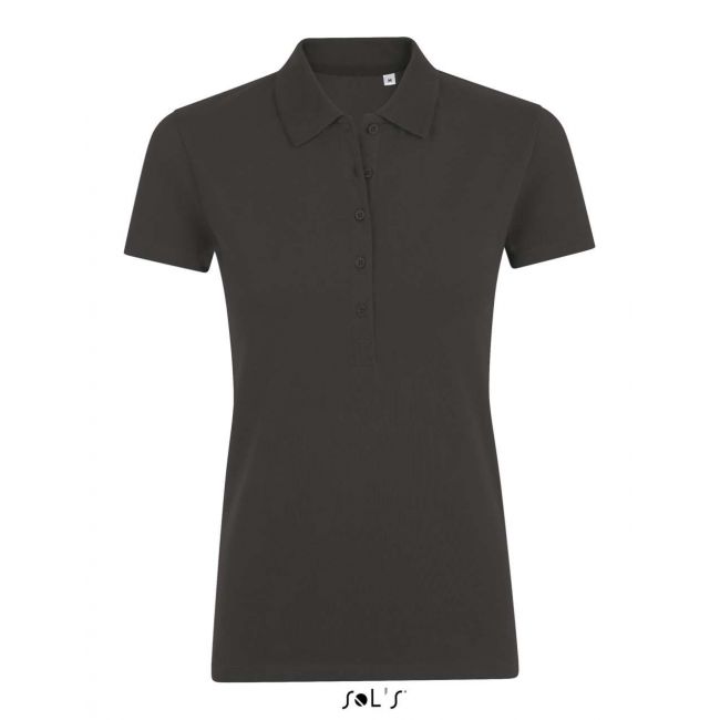 Sol's phoenix women - cotton-elastane polo shirt culoare charcoal melange marimea s