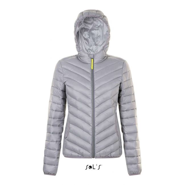 Sol's ray women - light hooded down jacket culoare metal grey marimea 2xl