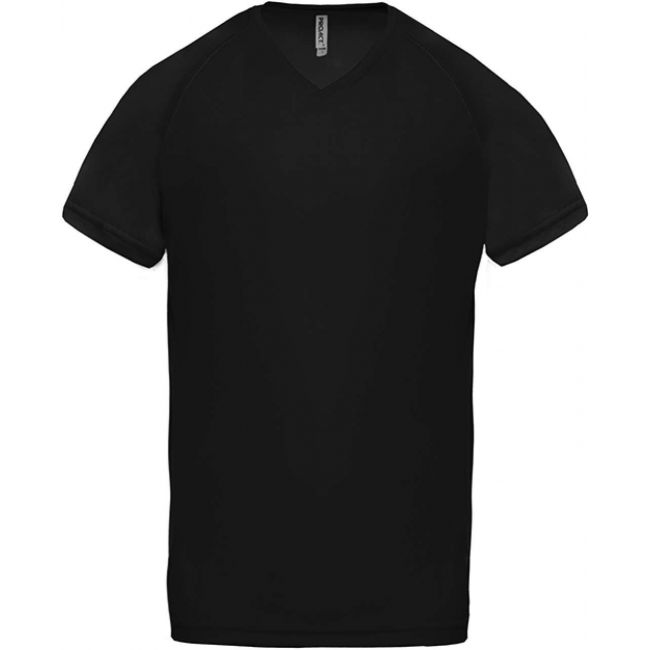 Men’s v-neck short sleeve sports t-shirt culoare black marimea m