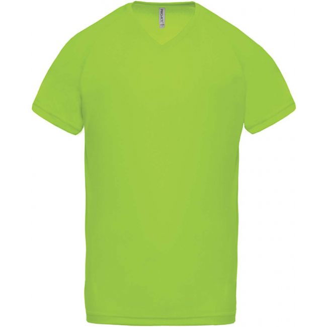 Men’s v-neck short sleeve sports t-shirt culoare lime marimea xs