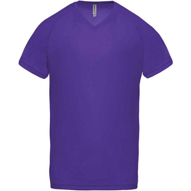 Men’s v-neck short sleeve sports t-shirt culoare violet marimea xs