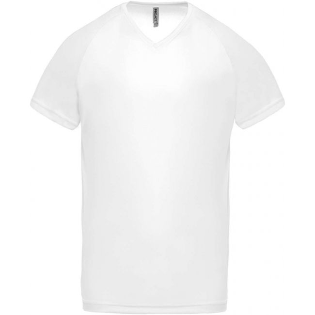 Men’s v-neck short sleeve sports t-shirt culoare white marimea xl