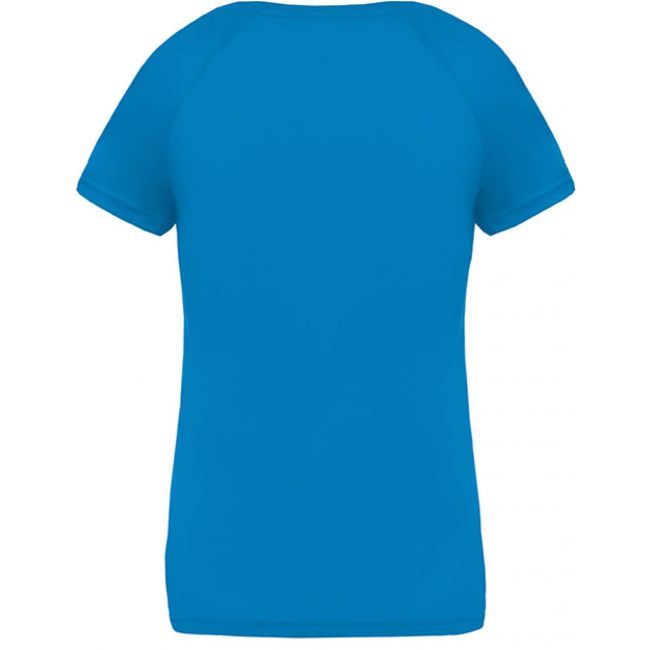 Ladies’ v-neck short sleeve sports t-shirt culoare aqua blue marimea m