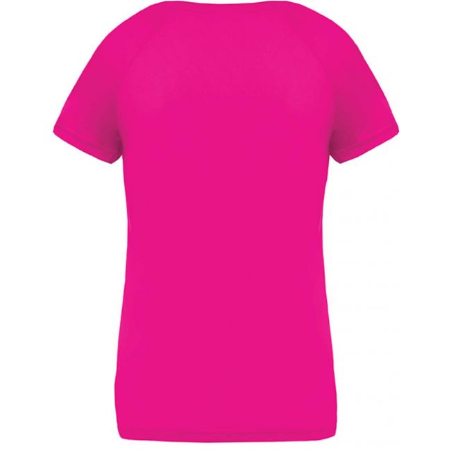 Ladies’ v-neck short sleeve sports t-shirt culoare fuchsia marimea xs