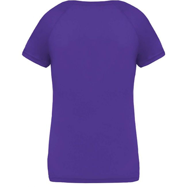 Ladies’ v-neck short sleeve sports t-shirt culoare violet marimea s