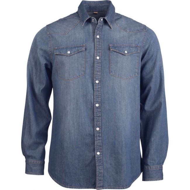 Men's long-sleeved denim shirt culoare blue jean marimea m