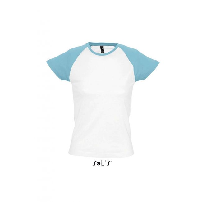 Sol's milky - women's 2-color raglan sleeves t-shirt culoare white/atoll blue marimea l