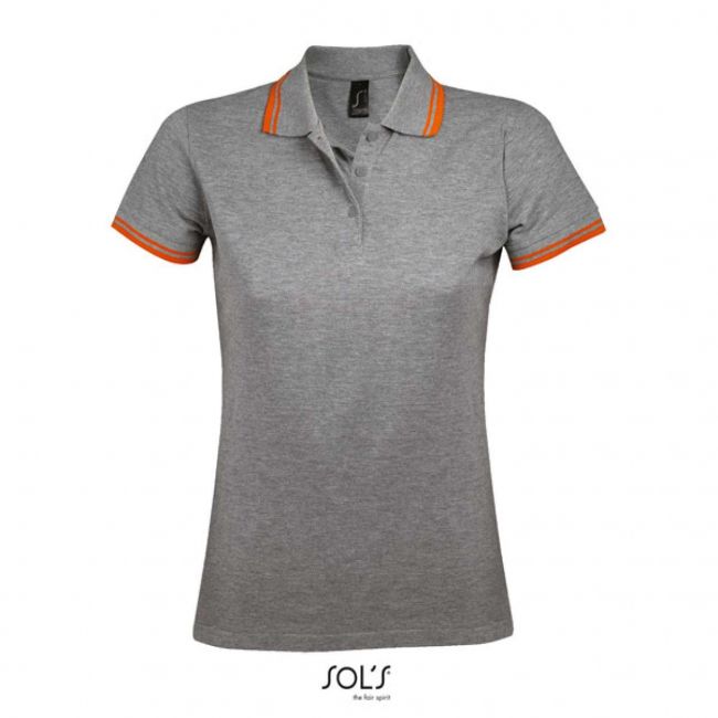 Sol's pasadena women - polo shirt culoare grey melange/orange marimea 2xl