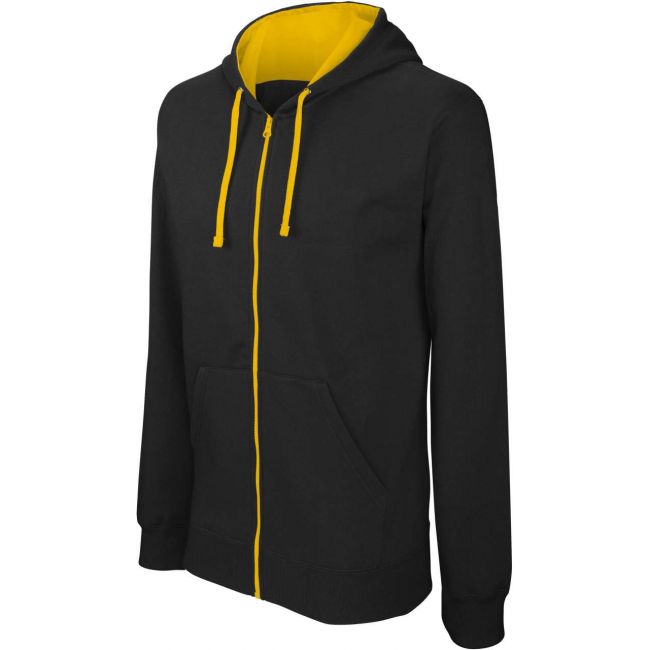 Men's contrast hooded full zip sweatshirt culoare black/yellow marimea m