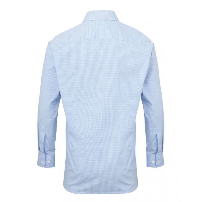 Men's long sleeve gingham cotton microcheck shirt culoare light blue/white marimea l