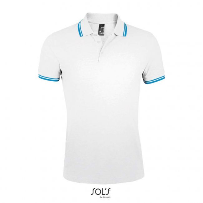 Sol's pasadena men - polo shirt culoare white/aqua marimea l