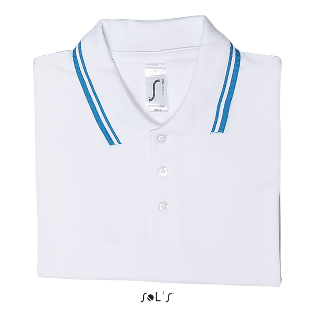 Sol's pasadena men - polo shirt culoare white/aqua marimea xl