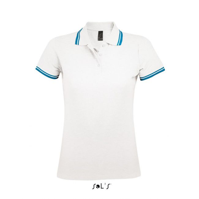 Sol's pasadena women - polo shirt culoare white/aqua marimea s