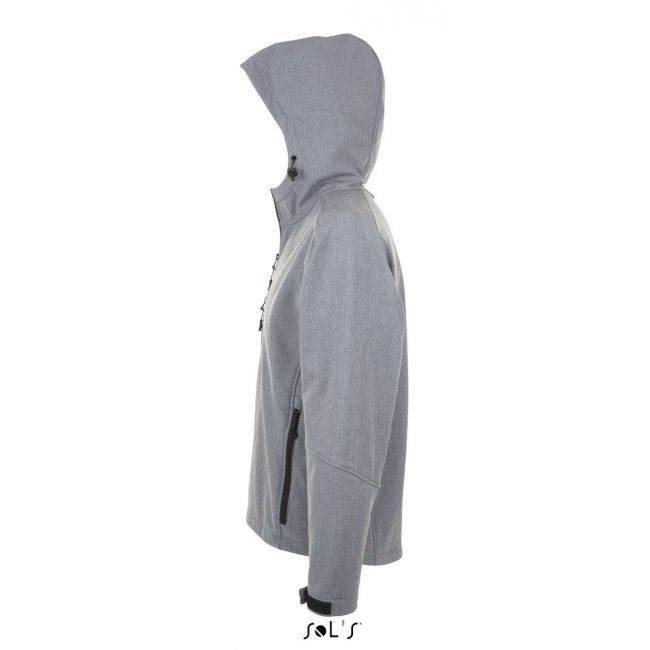 Sol's replay men - hooded softshell culoare grey melange marimea 3xl