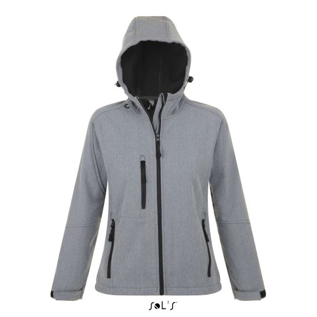 Sol's replay women - hooded softshell culoare grey melange marimea 2xl